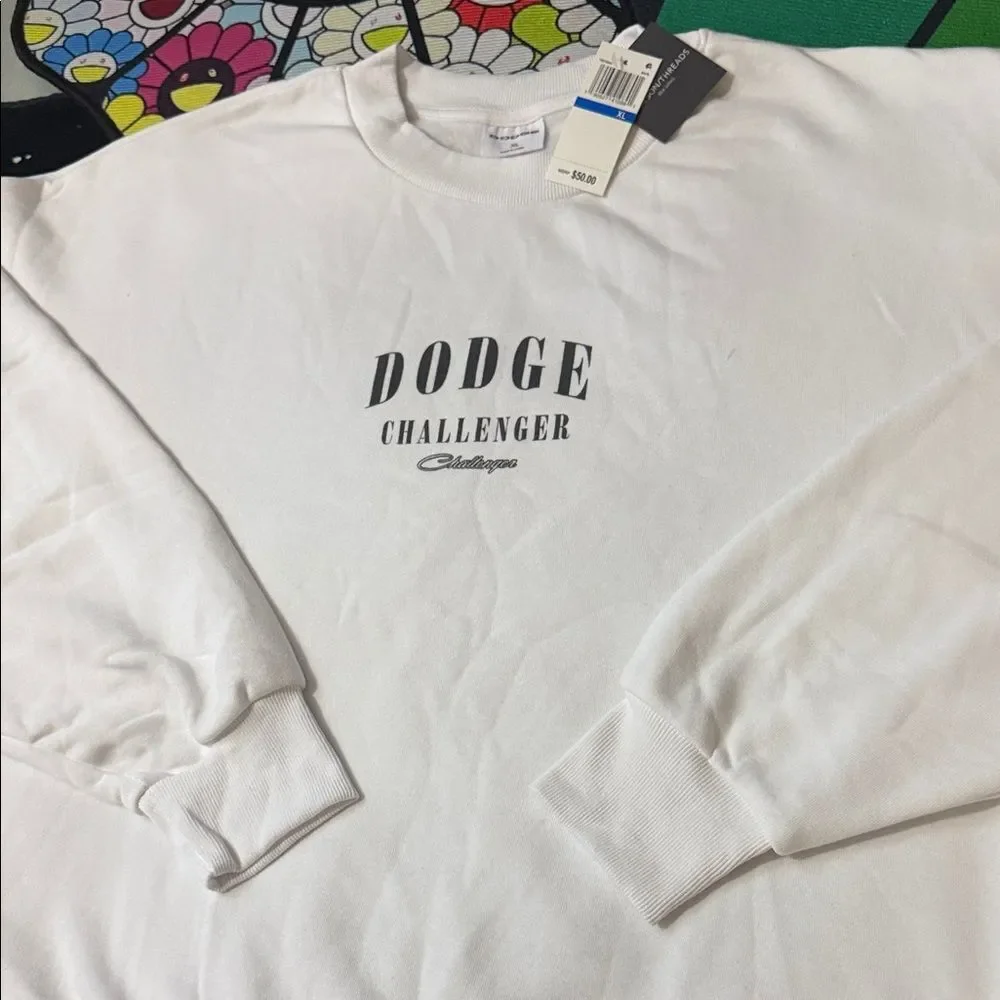 Grayson Threads - Men's Dodge Challenger Crewneck Sweatshirt White